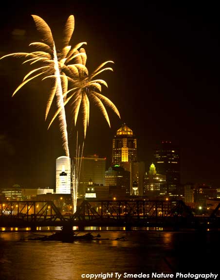 Des Moines Skyline and Fireworks
