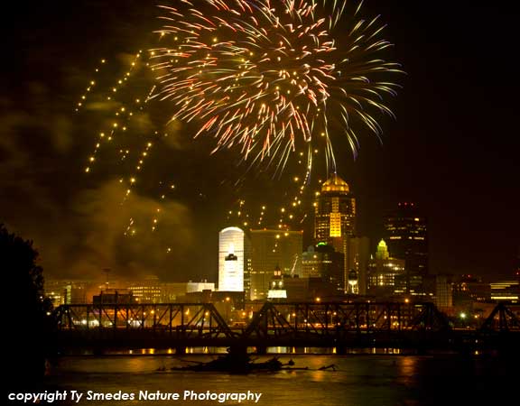 Des Moines Skyline and Fireworks