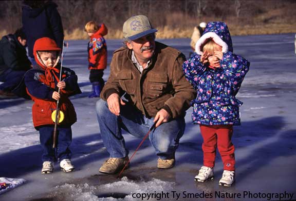 Ice Fishing at Ft. Des Moines Park, Des Moines Iowa