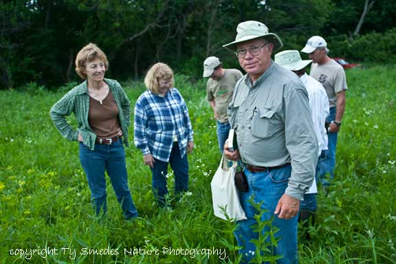 Lloyd Crim leads a walk at Tipton Prairie